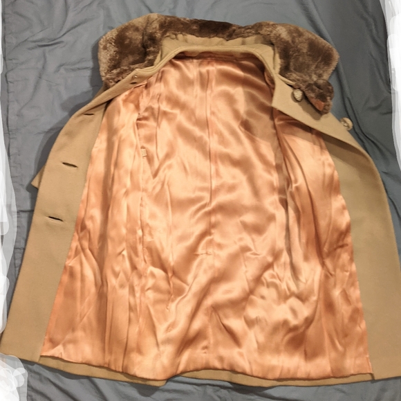 Vntg 60's Union Made Fur Collared Wool Coat - Picture 6 of 8